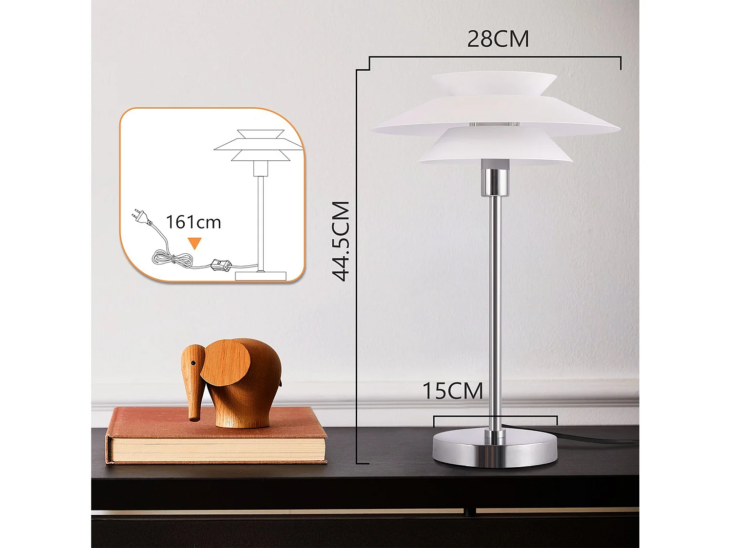NETTLIFE Lampe de table pour salon - Design moderne blanc, lampe de chevet vintage E14 avec 1 lumière  - Sans ampoule (Max. 40W).