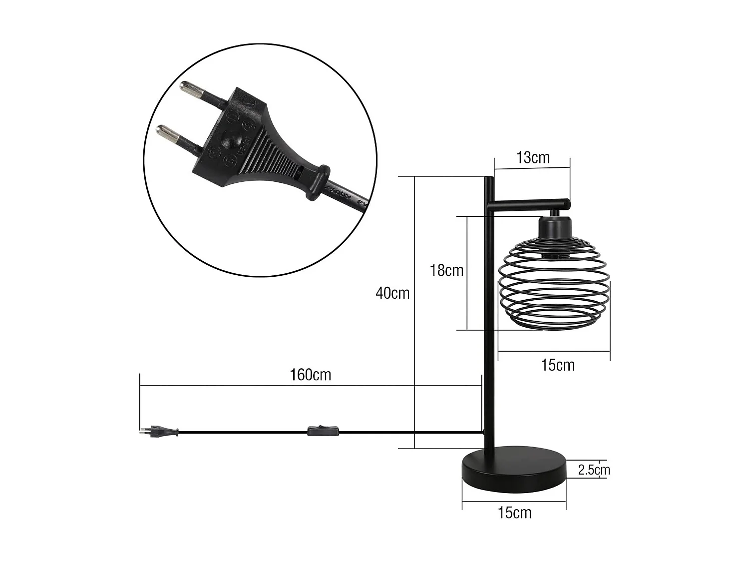 NETTLIFE Tafellamp Vintage Nachtlamp E27 - Zwart Slaapkamer Industriële metalen tafellamp Max. 40w Retro bureaulamp