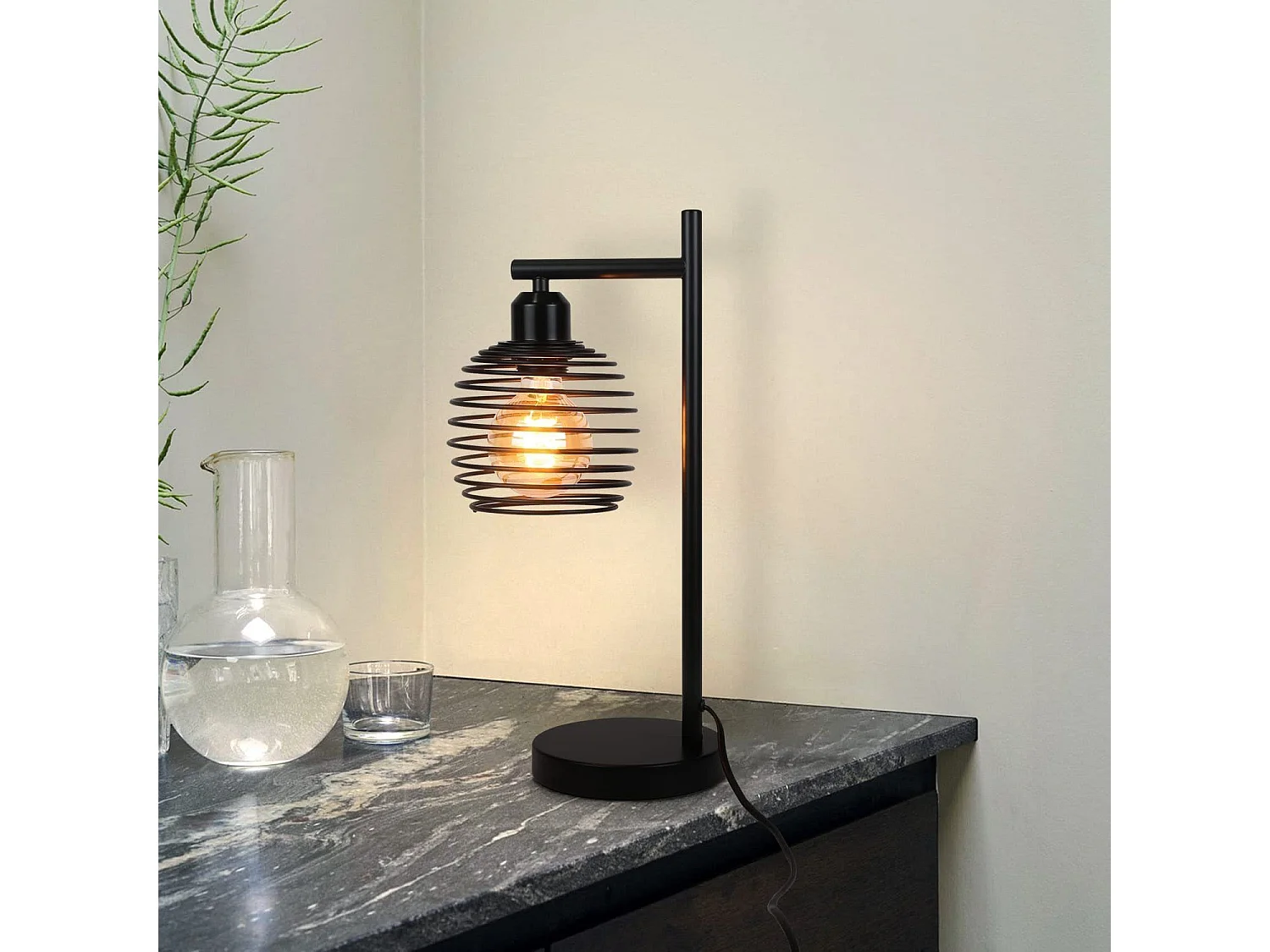 NETTLIFE Lampe de table Vintage Lampe de chevet E27 - Noir Chambre à coucher Lampe de table industrielle en métal Max. 40w Lampe de bureau rétro