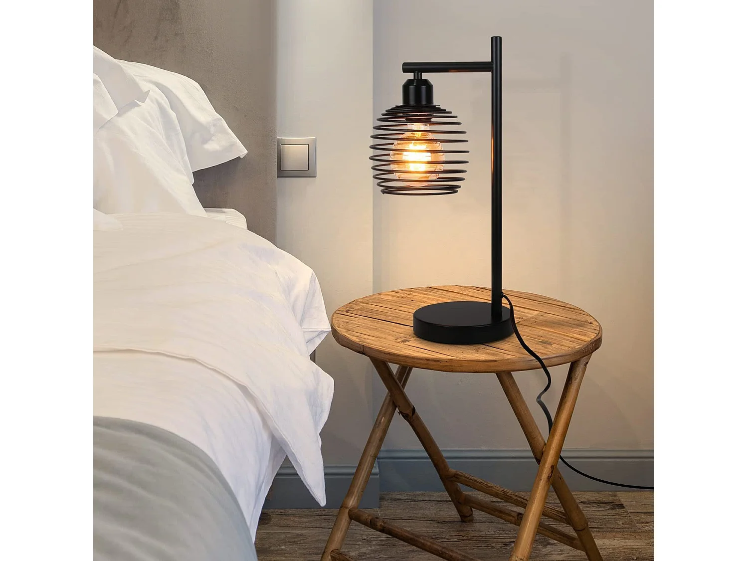 NETTLIFE Tafellamp Vintage Nachtlamp E27 - Zwart Slaapkamer Industriële metalen tafellamp Max. 40w Retro bureaulamp