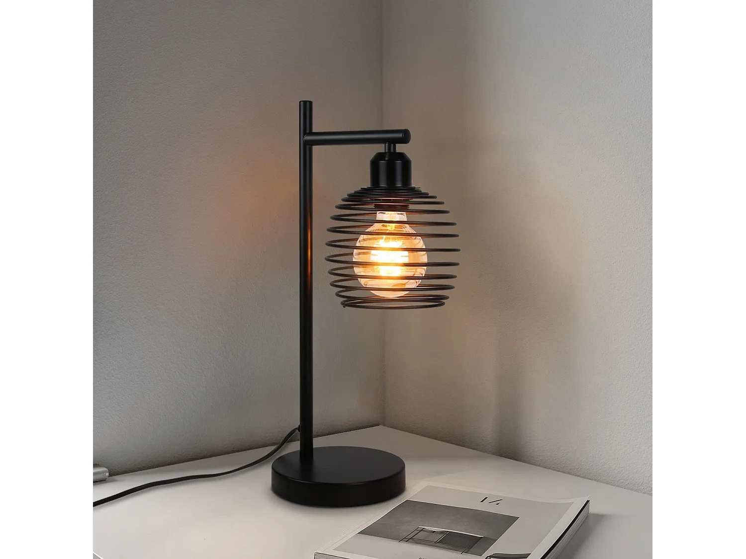 NETTLIFE Tafellamp Vintage Nachtlamp E27 - Zwart Slaapkamer Industriële metalen tafellamp Max. 40w Retro bureaulamp