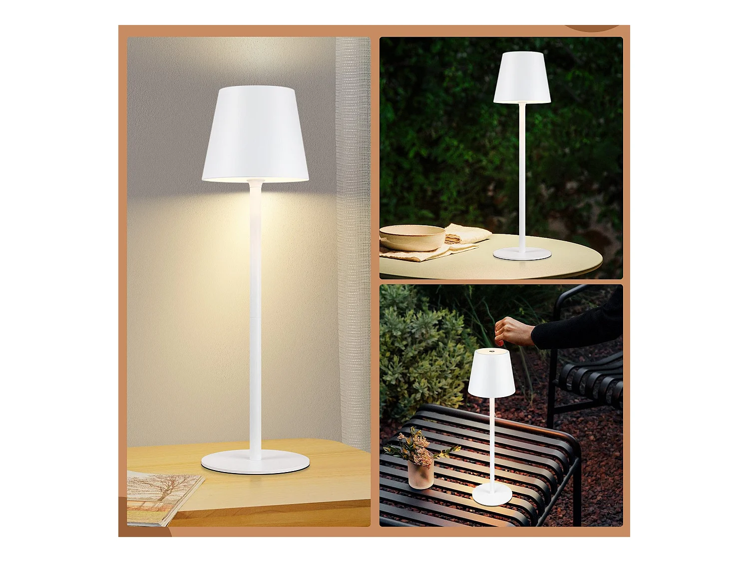 NETTLIFE Lampe de Chevet à Batterie sans Fil, Lot de 2 - LED 2600mhA Lampe de Table d'extérieur  Rechargeable Tactile Lampe à Batterie Blanc USB