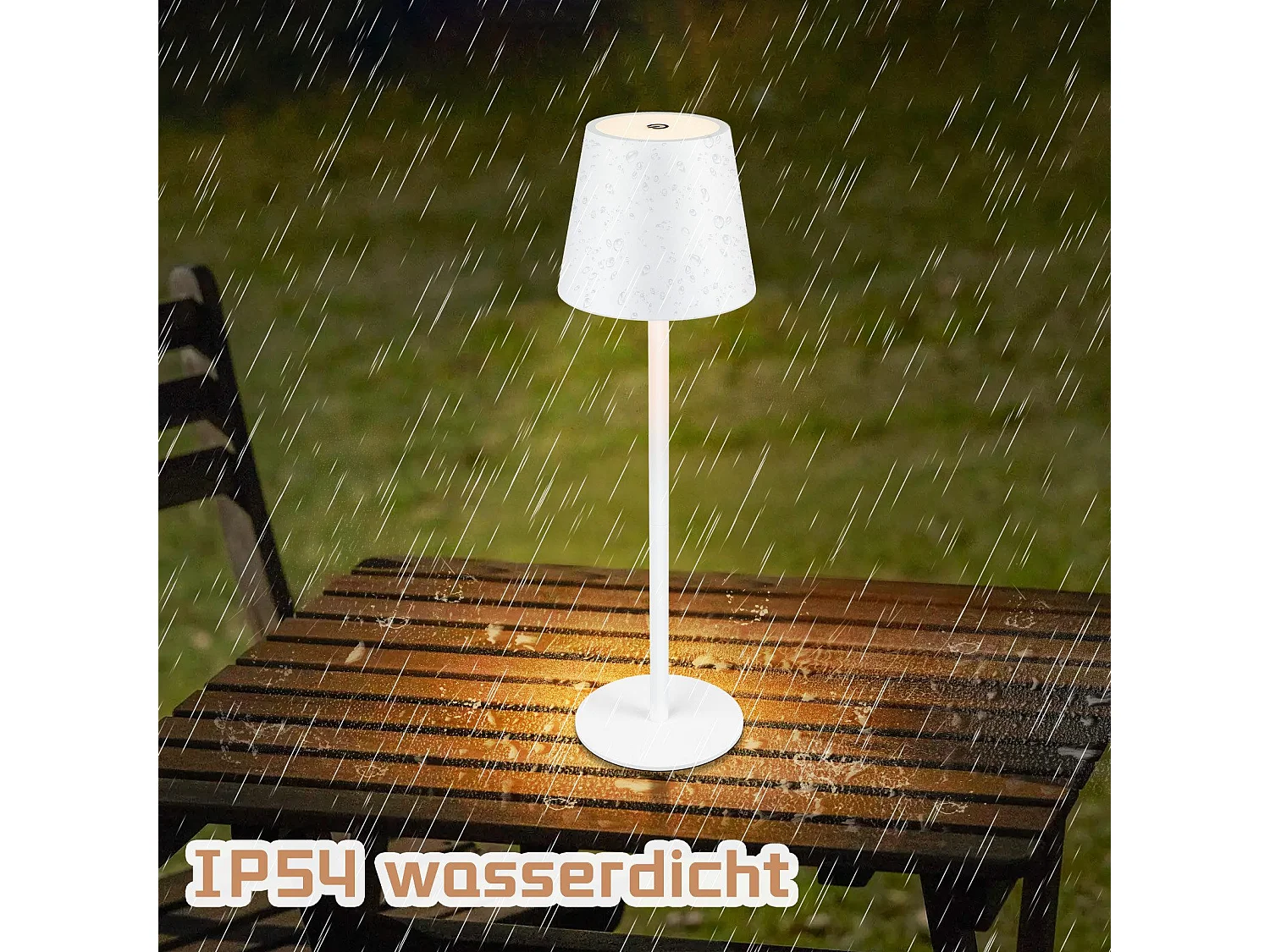 NETTLIFE Tafel- / Nachtlamp zonder draad op batterijen, 2 stuks - LED 2600mhA Herlaadbare buitenlamp met aanraakfunctie op batterij, wit, USB.