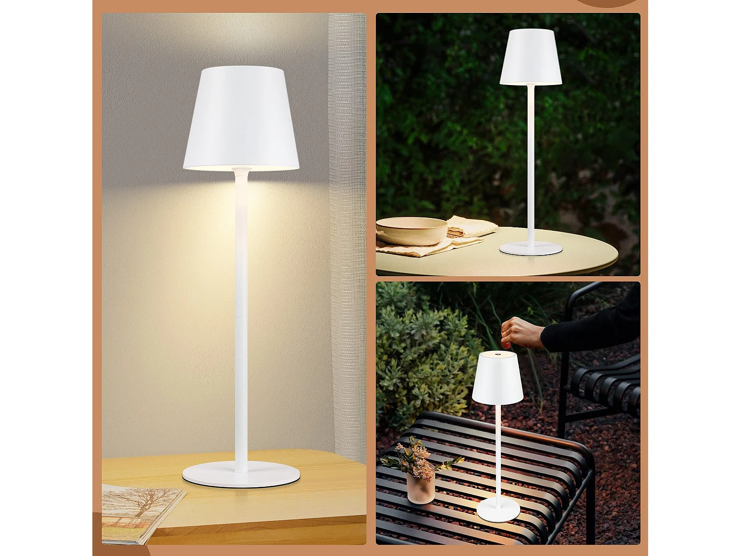 NETTLIFE Lampe de Chevet à Batterie sans Fil， Lot de 2 - LED 2600mhA Lampe de Table d'extérieur  Rechargeable Tactile Lampe à Batterie Blanc USB