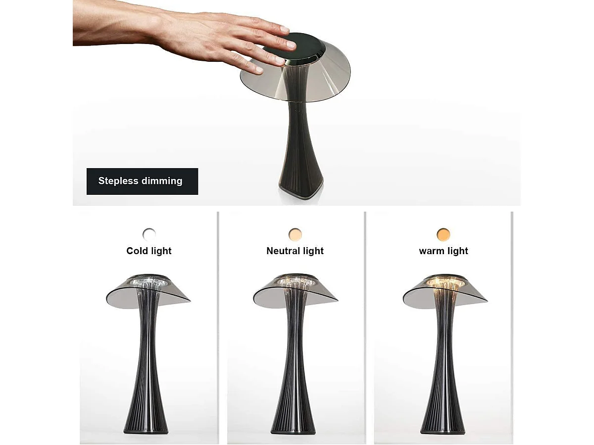 NETTLIFE Nachtlamp USB, oplaadbaar, aanraak LED tafellamp met variabele intensiteit, daglicht sfeer nachtkastje - lamp voor buiten gebruik.