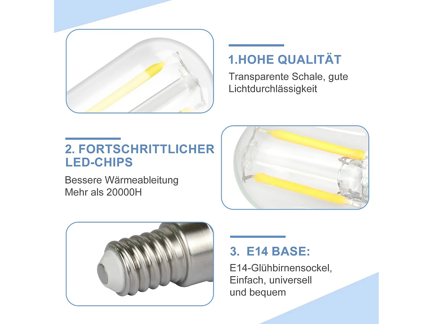 NETTLIFE Set van 4 LED - peertjes E14 warm wit: retro - lampen T22 2W in Edison - houder 2700K energiebesparend.