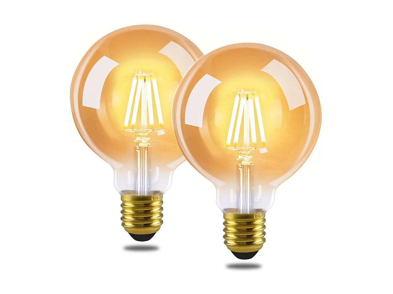 NETTLIFE Pakket van 2 LED - lampen in E27fassung, Vintage - lamp met warm wit filamenteel licht G95, 2700K, 4W Edison, ideaal voor huis, hotel, café, bar.