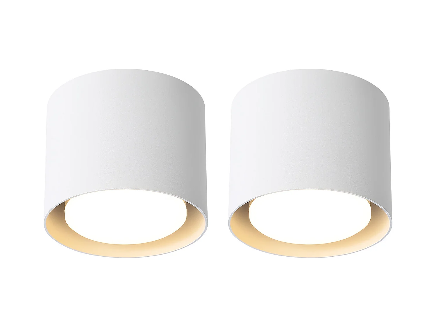 NETTLIFE Pack de 2 Plafonniers Spots LED Blancs : Plafonds ronds en saillie, alum. 230V, ampoules GX53 5W 3000K, pour chambre, couloir