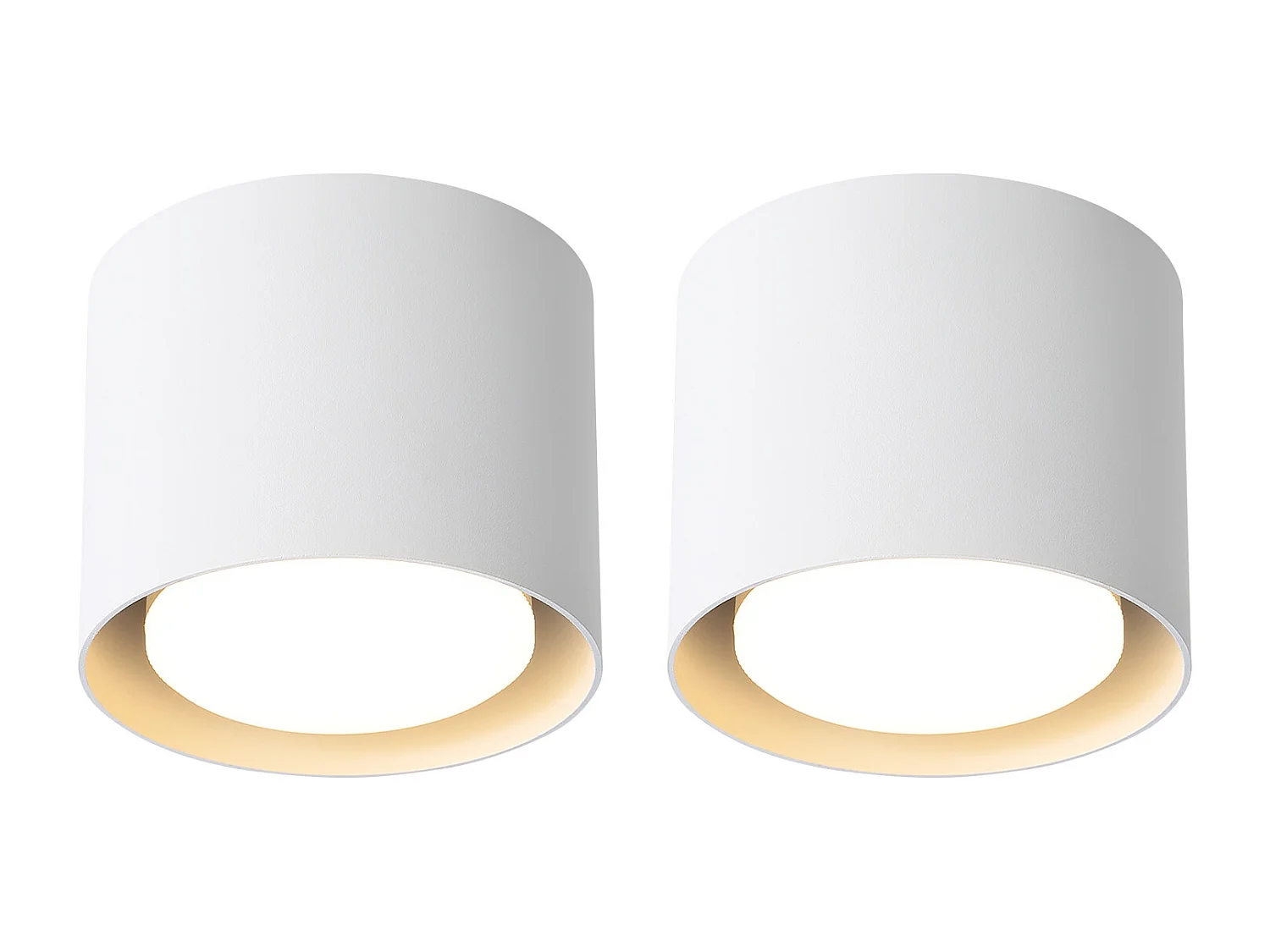 NETTLIFE Pack de 2 Plafonniers Spots LED Blancs : Plafonds ronds en saillie, alum. 230V, ampoules GX53 5W 3000K, pour chambre, couloir