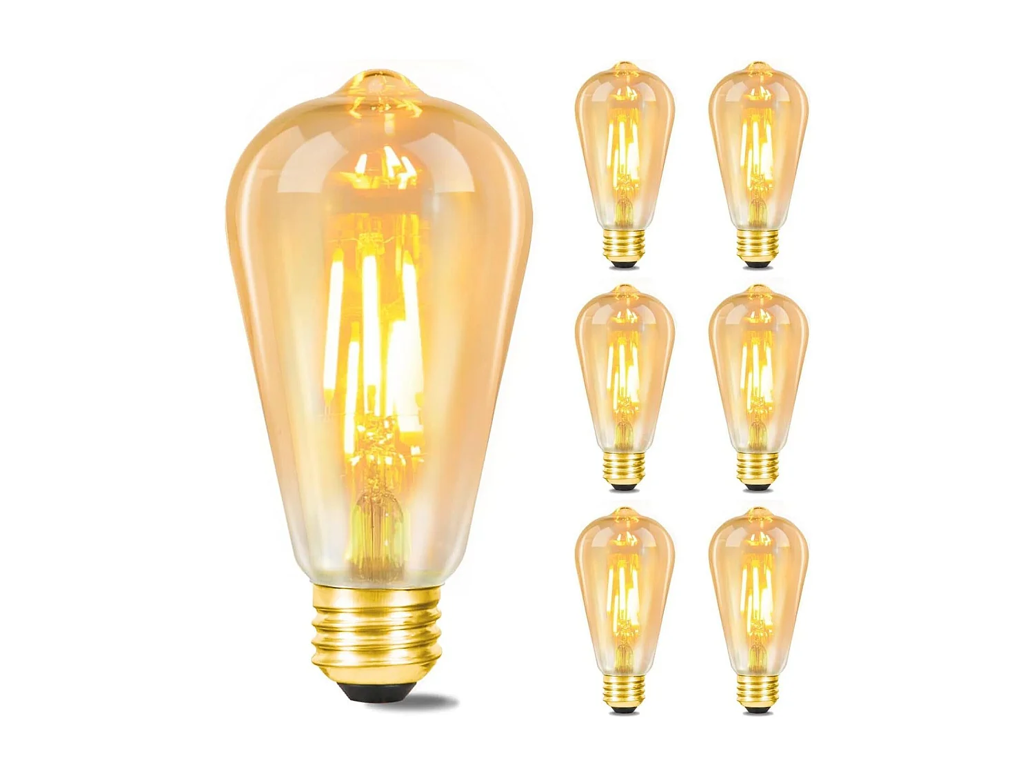 NETTLIFE Paquete de 6 Bombillas LED E27 Bombillas Edison Retro Blancas cálidas 2200K ST64 Lámpara Antigua Ahorro de energía 4W Decorativa Industrial