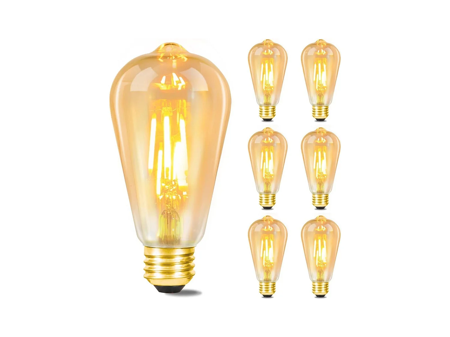 NETTLIFE Lot de 6 ampoules LED E27 blanc chaud ampoules Edison rétro 2200K ST64 lampe antique économie d'énergie 4W industrielle décorative pour