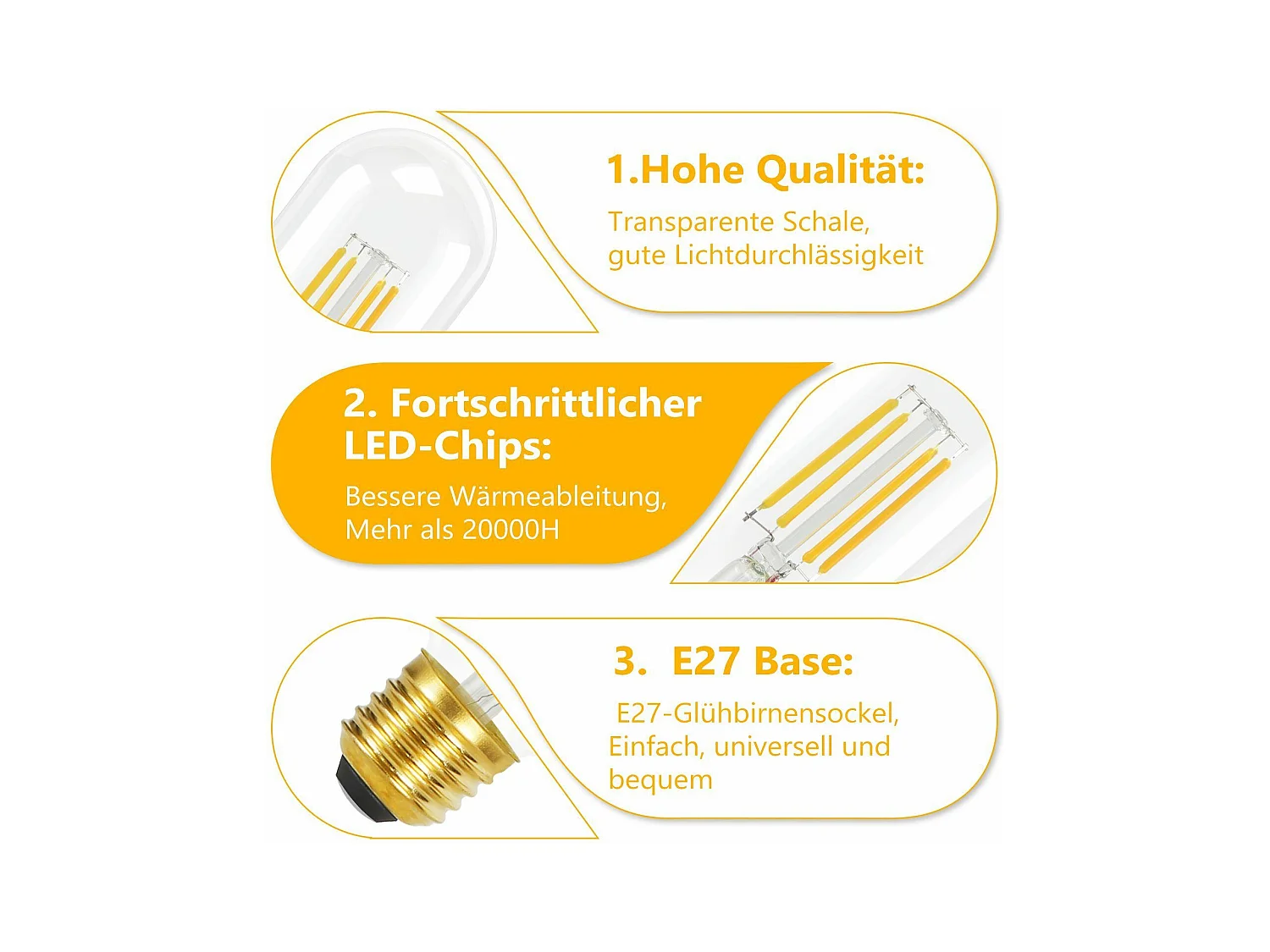 NETTLIFE 4er-Pack E27-LED-Lampen, warmweiß, Vintage-LED-Lampen, T45, 4 W, 2700 K, Energiesparlampe, Retro-Stil, Edison-Glühfaden, Glas