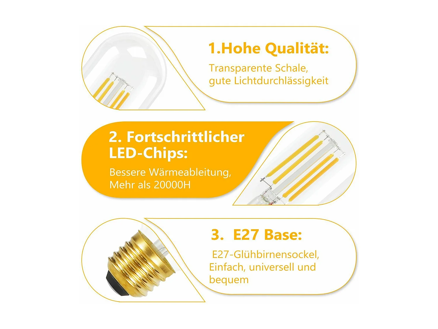 NETTLIFE 4er-Pack E27-LED-Lampen, warmweiß, Vintage-LED-Lampen, T45, 4 W, 2700 K, Energiesparlampe, Retro-Stil, Edison-Glühfaden, Glas