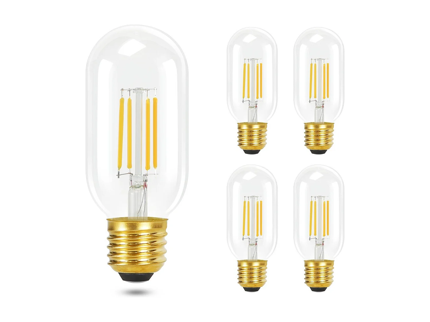 NETTLIFE Set van 4 E27 warme witte LED - bollen, vintage T45 - LED - bollen, 4W, 2700K, energiebesparende lamp met retro - Edison - stijl, draadfilamentglas.