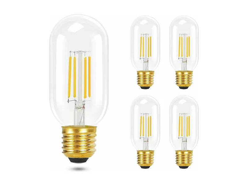 NETTLIFE Lot de 4 ampoules LED E27 blanc chaud vintage ampoules LED T45 4W 2700K lampe à économie d'énergie style rétro Edison verre à filament