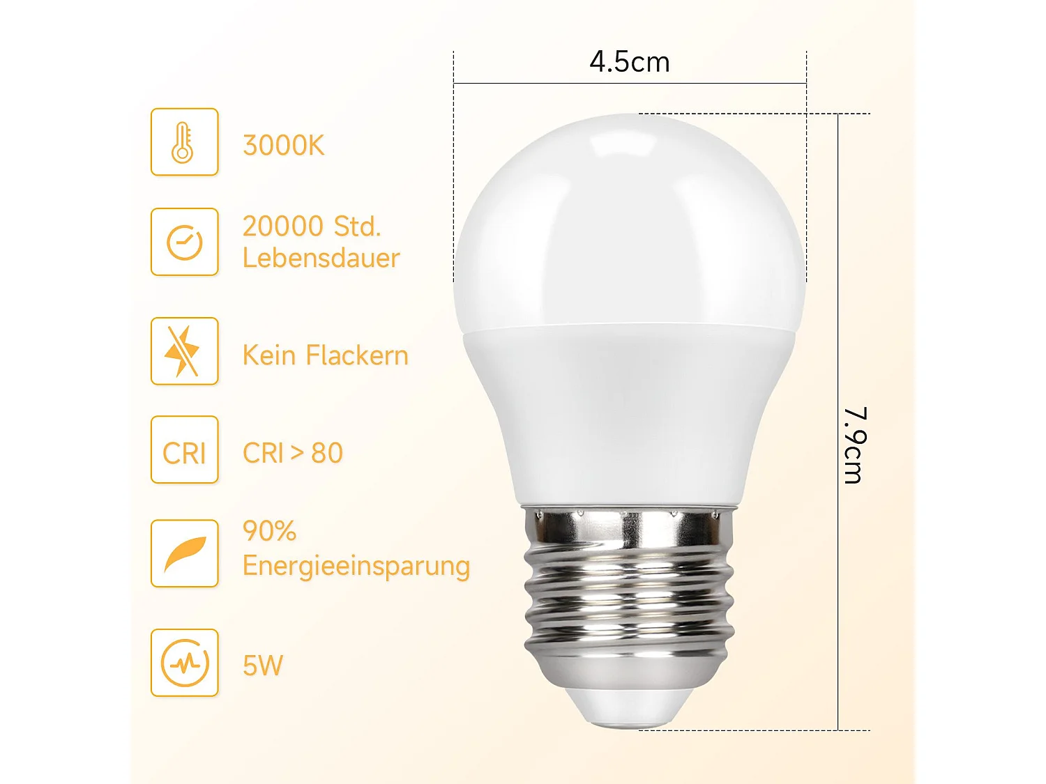 NETTLIFE Pakket van 6 warm - witte LED - lampen E27 - 5 W, 3000 K, warm - witte lamp, energiebesparende lamp, zonder flikkeren.