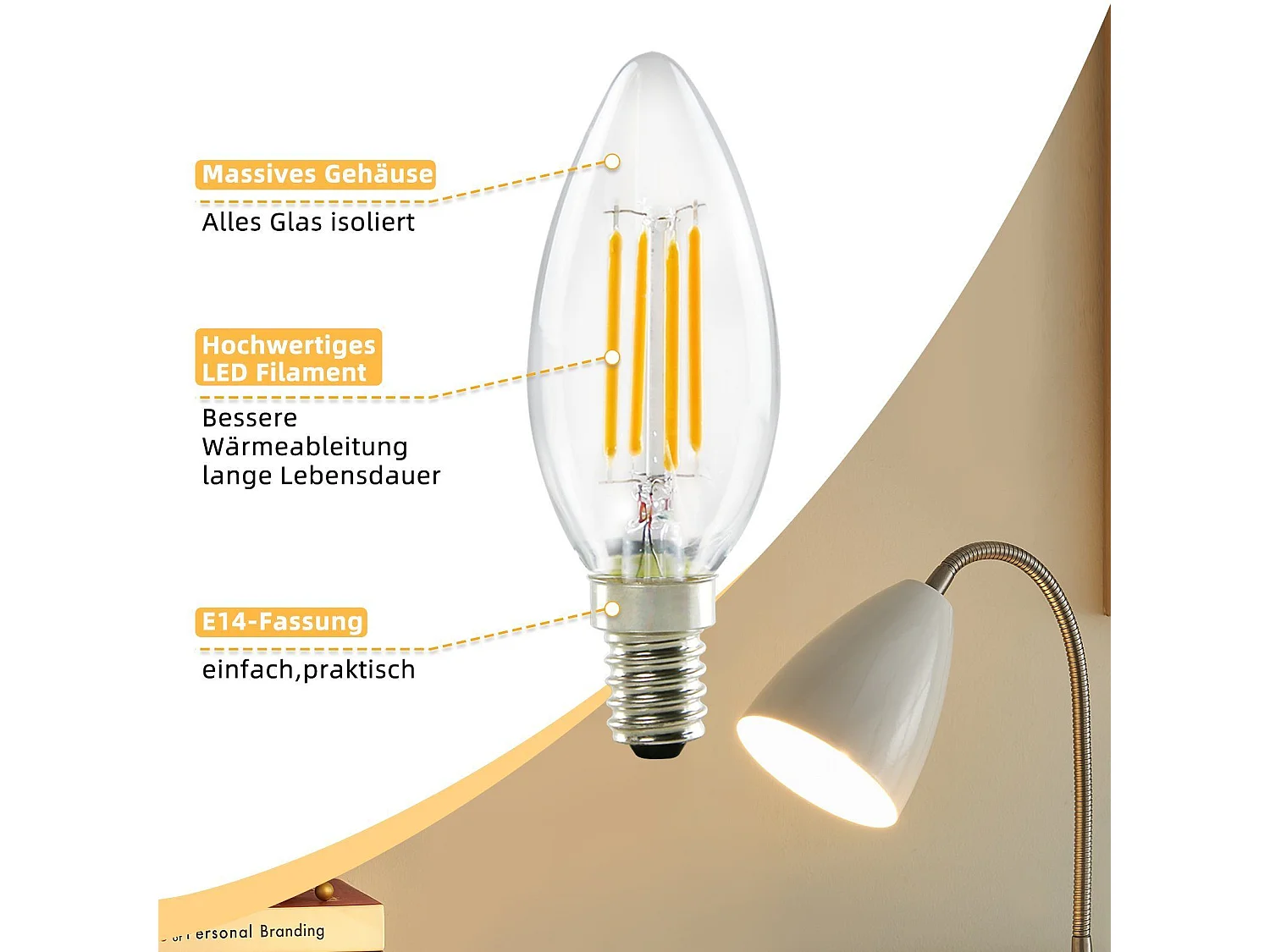 NETTLIFE Pack de 10 ampoules LED E14 : lampe bougie blanc chaud de 4W (2700K) à filament Edison C35 rétro vintage en verre économie non dimmable