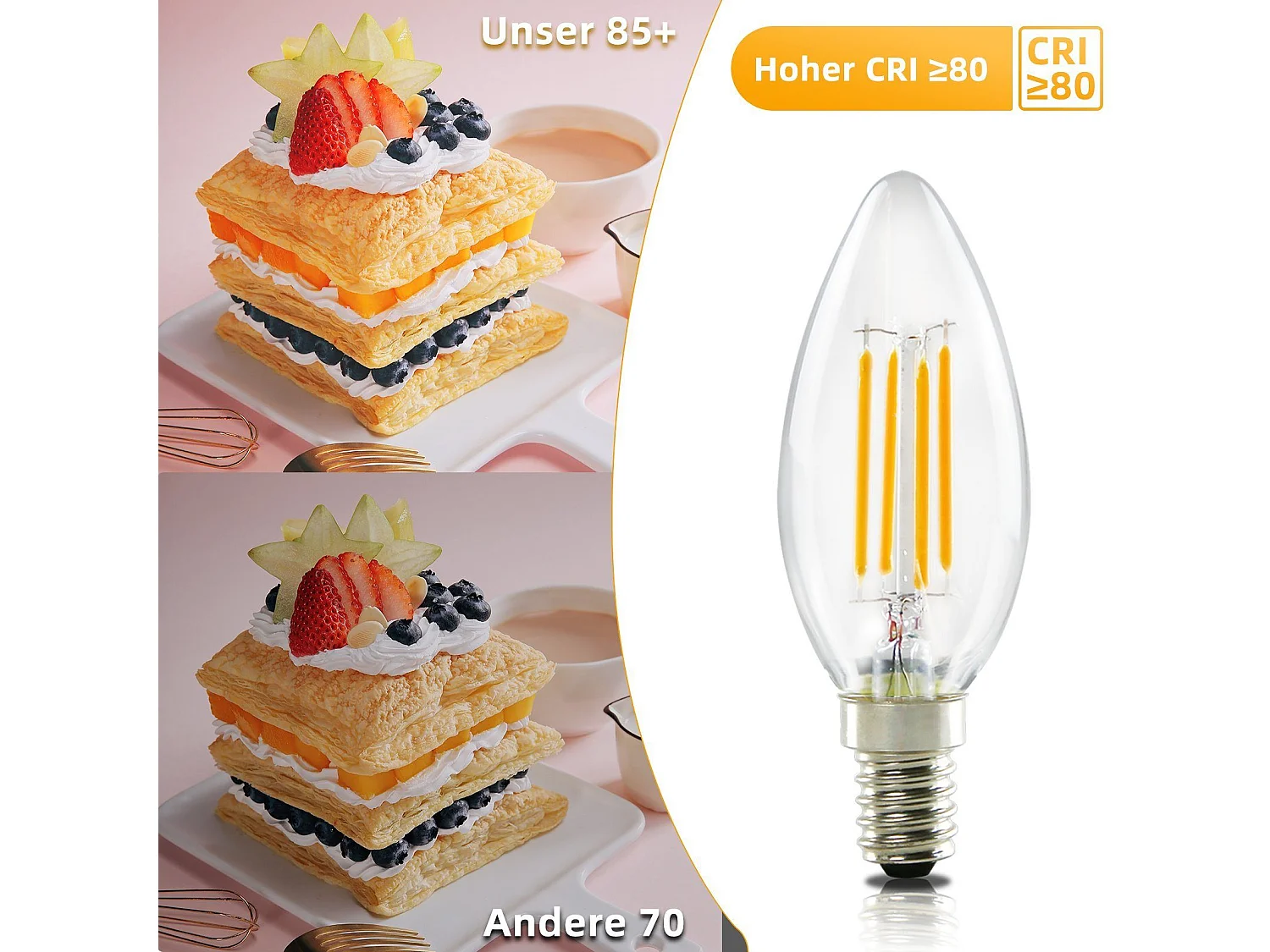 NETTLIFE Pack de 10 ampoules LED E14 : lampe bougie blanc chaud de 4W (2700K) à filament Edison C35 rétro vintage en verre économie non dimmable