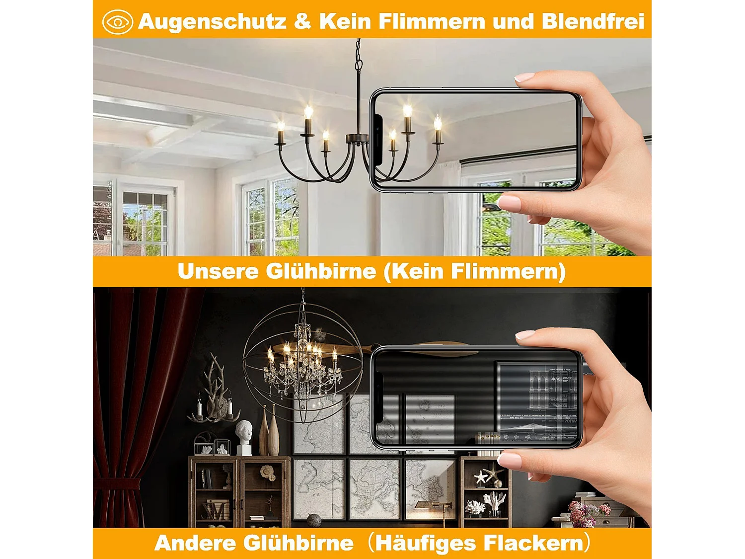 NETTLIFE 10er-Pack E14-LED-Lampen: 4 W, warmweiß (2700 K), Kerzenlampe mit C35-Edison-Filament, Retro-Vintage-Glas, energiesparend, nicht dimmbar