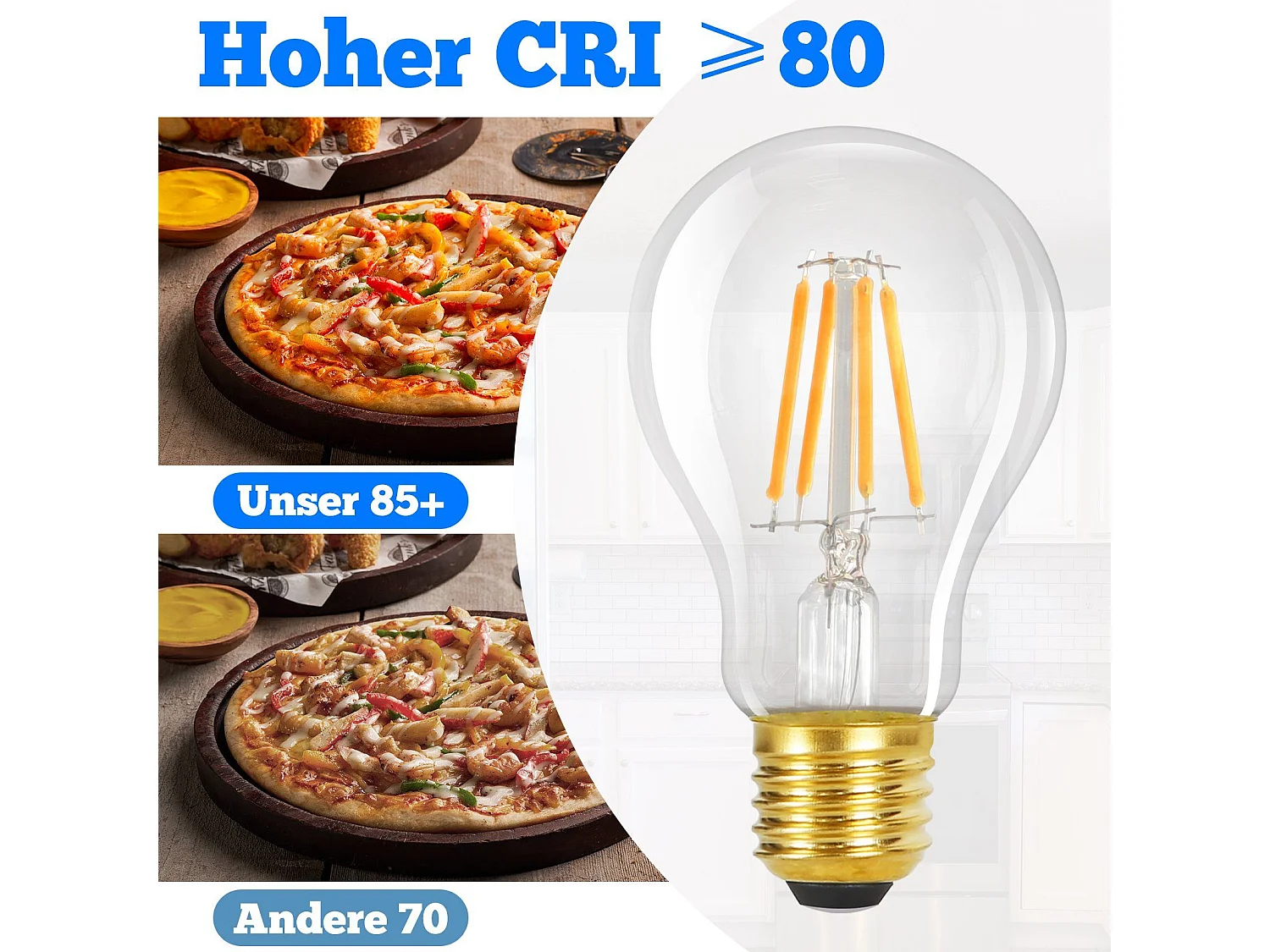 NETTLIFE Set van 6 E27 - LED - lampen: ouderwetse A60 Edison - lamp van 4W, 2700K warm wit met retro draad, energiebesparend voor huis, niet dimbaar