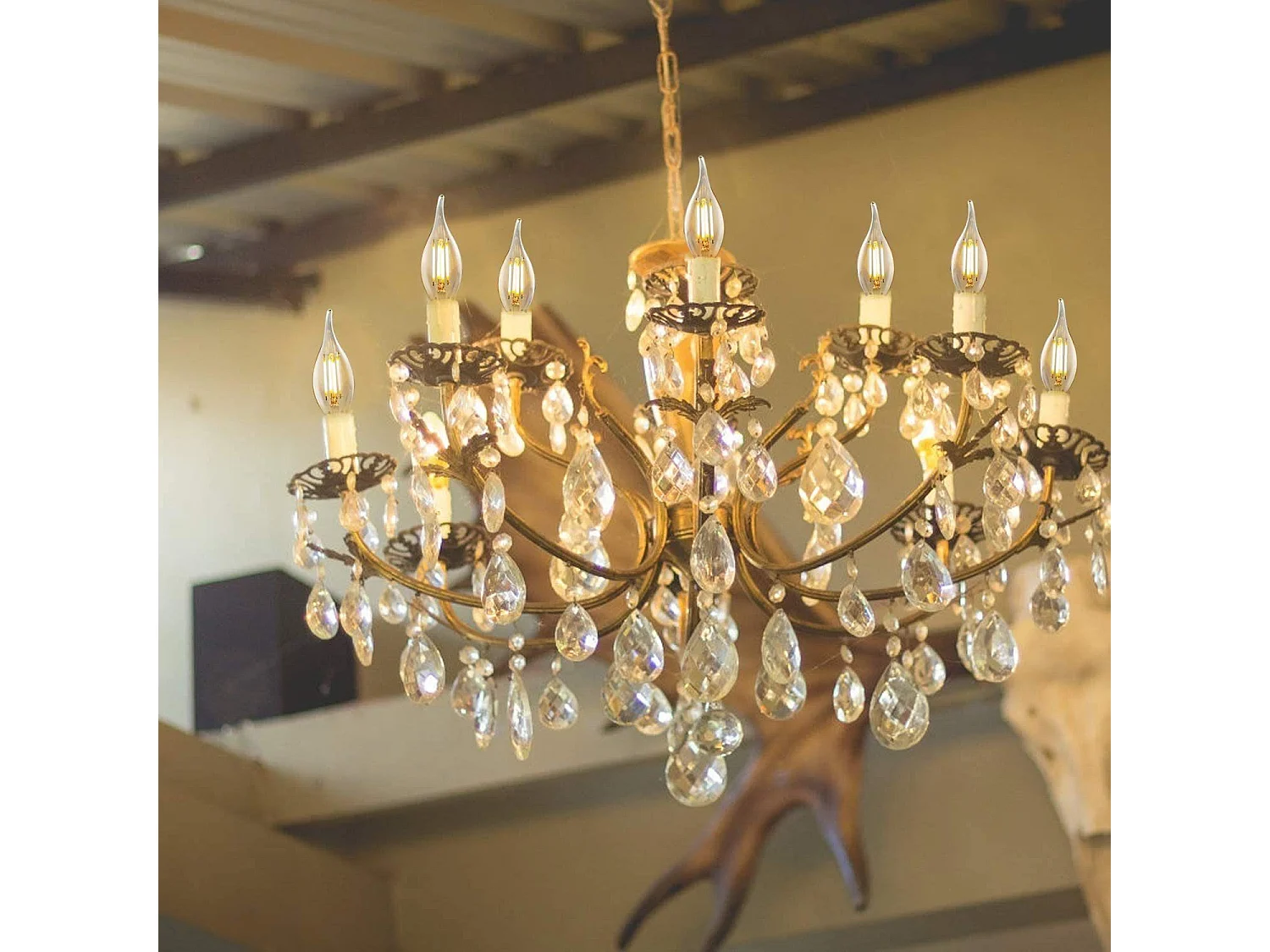 NETTLIFE Lot de 6 ampoules LED E14 4W blanc 2700K lampe bougie chaud filament rétro Edison vintage économie d'énergie en verre - non dimmable