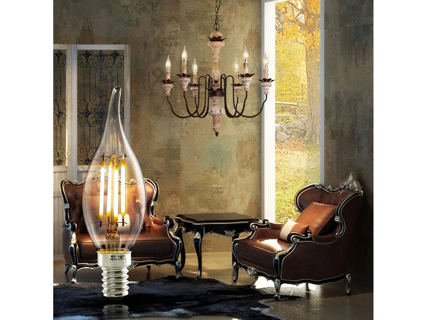 NETTLIFE Lot de 6 ampoules LED E14 4W blanc 2700K lampe bougie chaud filament rétro Edison vintage économie d'énergie en verre - non dimmable