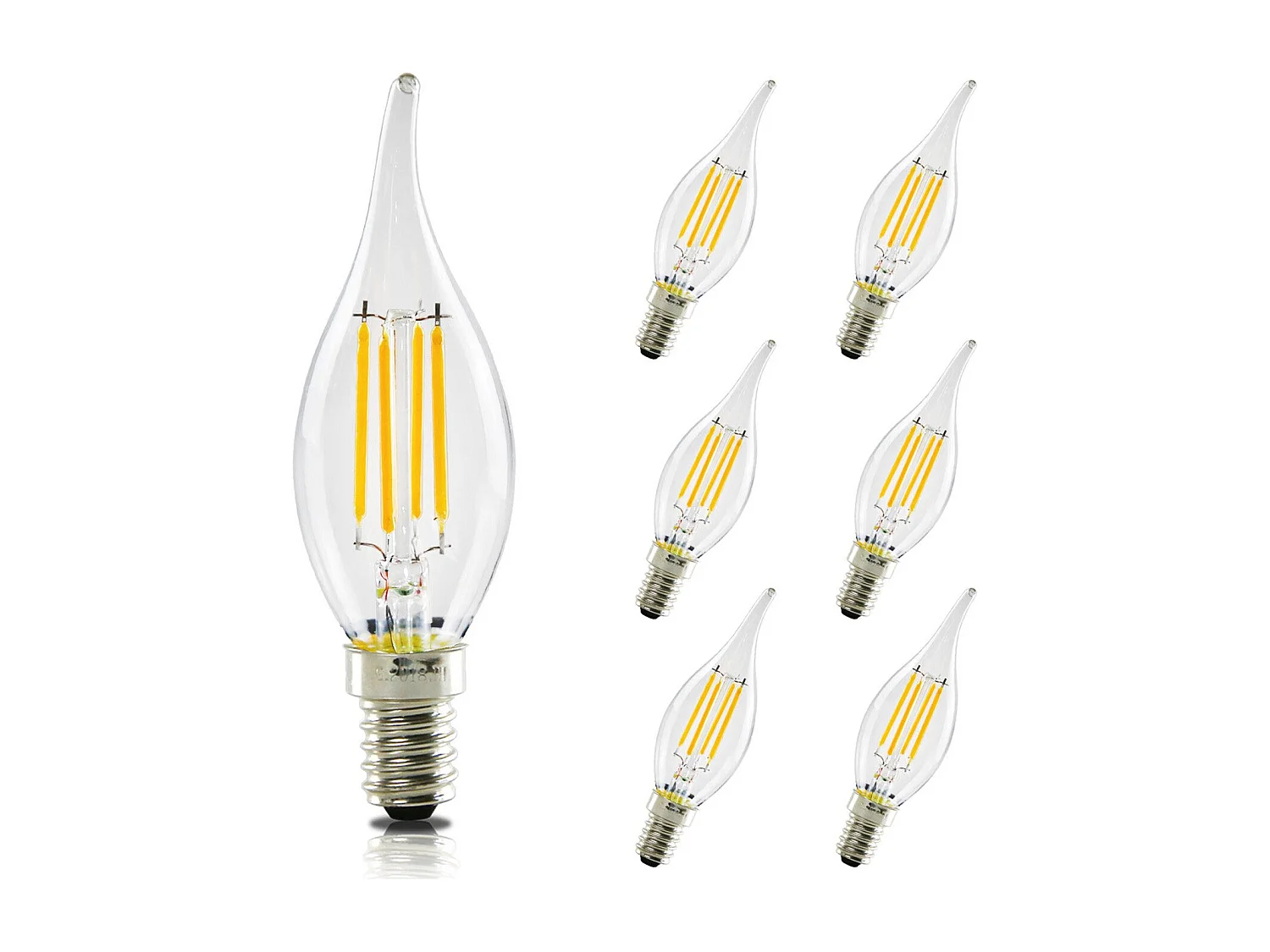 NETTLIFE Lot de 6 ampoules LED E14 4W blanc 2700K lampe bougie chaud filament rétro Edison vintage économie d'énergie en verre - non dimmable