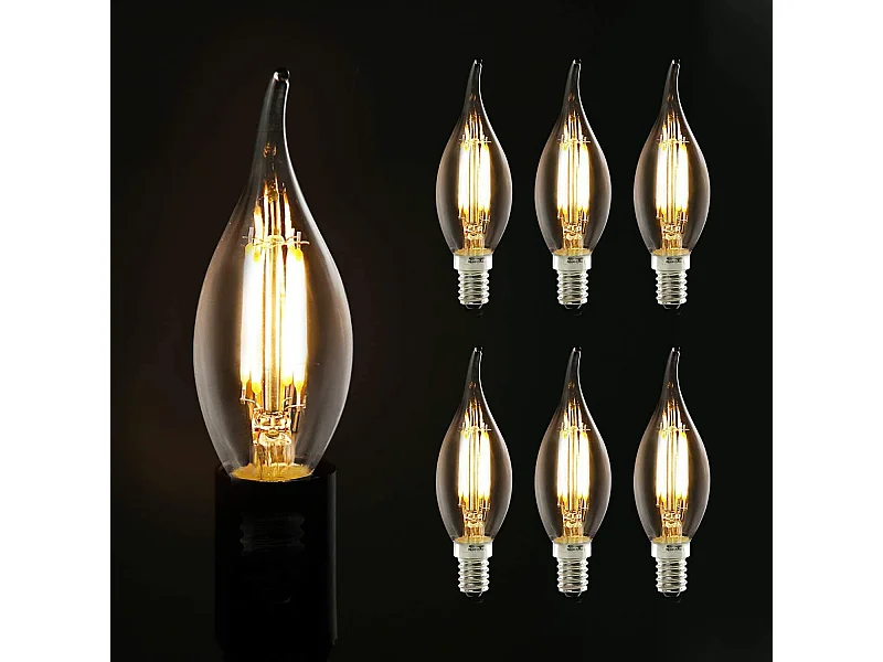 NETTLIFE Zestaw 6 żarówek LED E14 4W biała 2700K ciepła świeca żarnik retro Edison vintage energooszczędne szkło - nie nadaje się do ściemniania