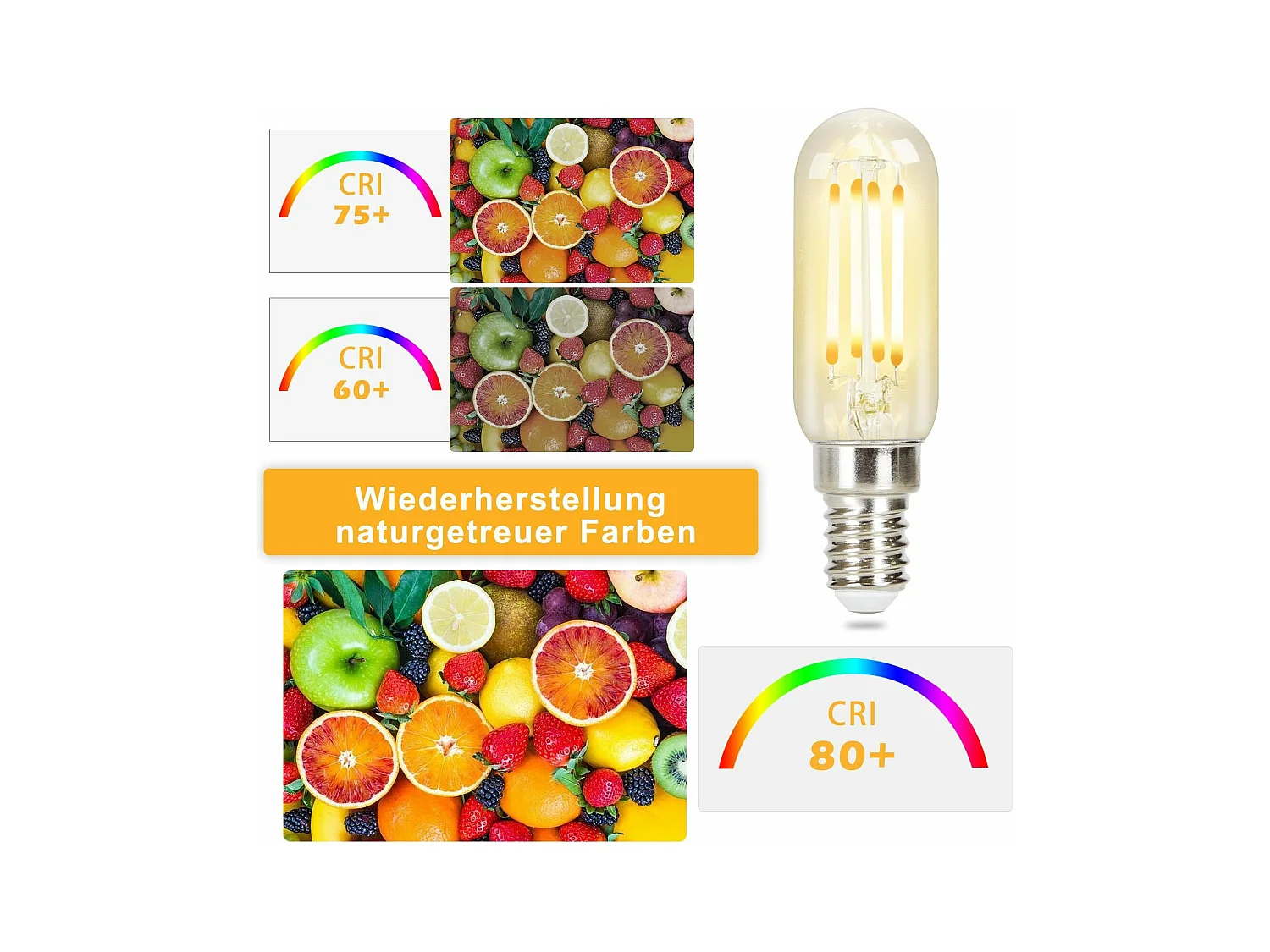 4er Set LED Leuchtmittel E14 Vintage Lampe T25 Warmweiß 2700k 4w Warmweiß