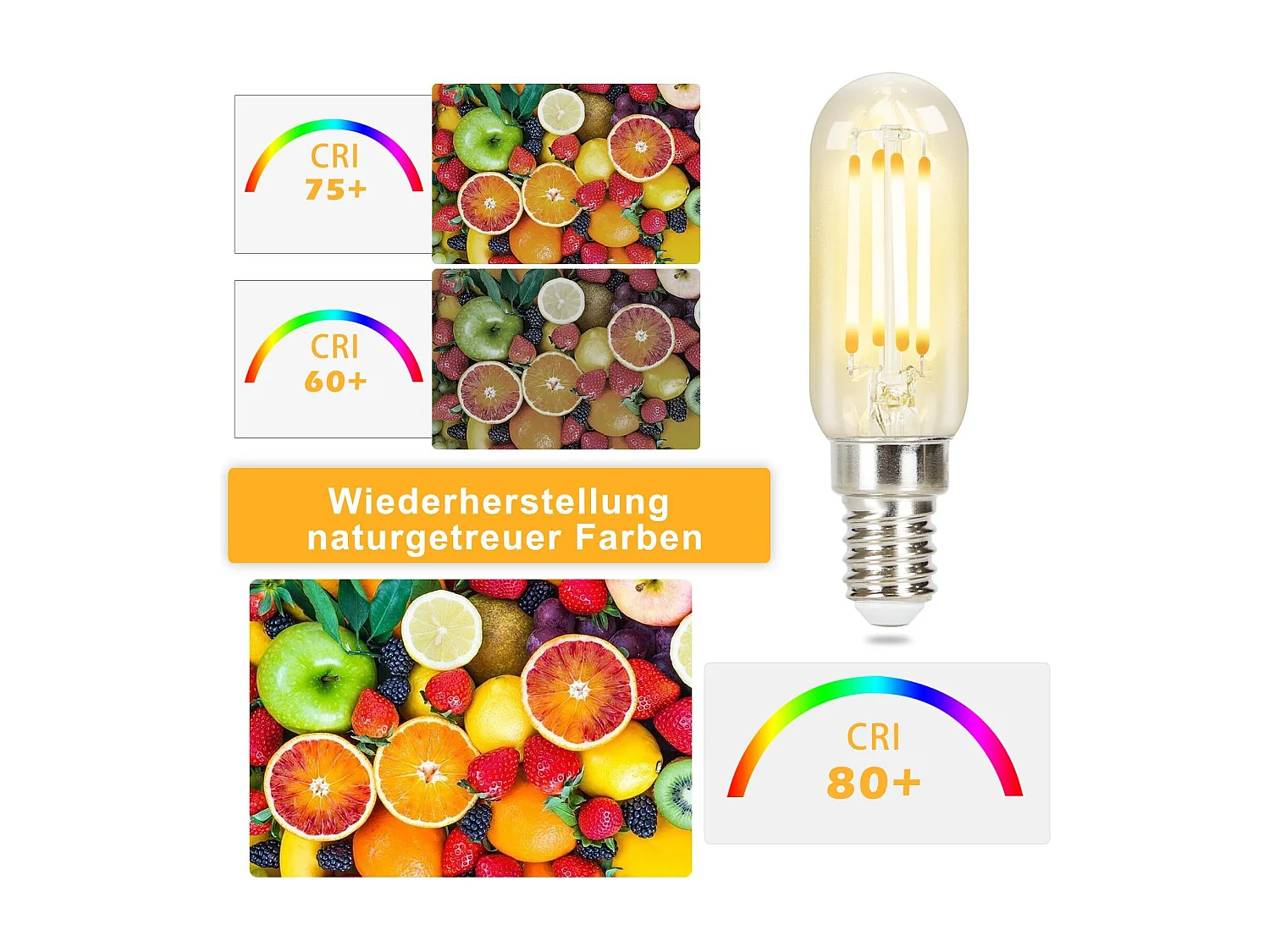 4er Set LED Leuchtmittel E14 Vintage Lampe T25 Warmweiß 2700k 4w Warmweiß