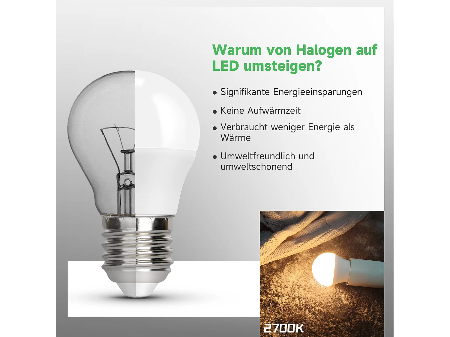 NETTLIFE Lot de 6 Ampoules LED E27 Blanc Chaud : Lampe G45 Ampoule 5W Blanc Chaud 2700K Blanc Lampe à économie d'énergie - Non dimmable