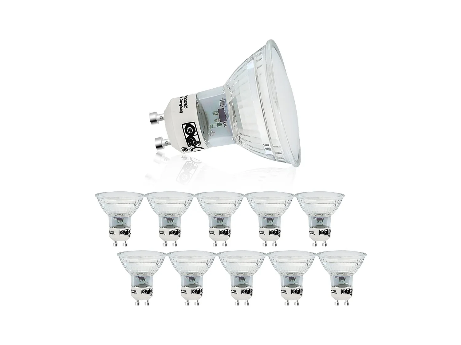 NETTLIFE Pakket van 10 warm wit LED - GU10 - bollen, 3W, 240 lumen, PAR16 - inbouwspot, straalhoek 120°, 3000K, voor keuken, plafond, muur, woonkamer.
