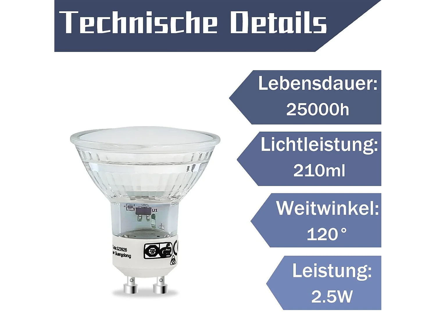 NETTLIFE Pakket van 10 warm wit LED - GU10 - bollen, 3W, 240 lumen, PAR16 - inbouwspot, straalhoek 120°, 3000K, voor keuken, plafond, muur, woonkamer.