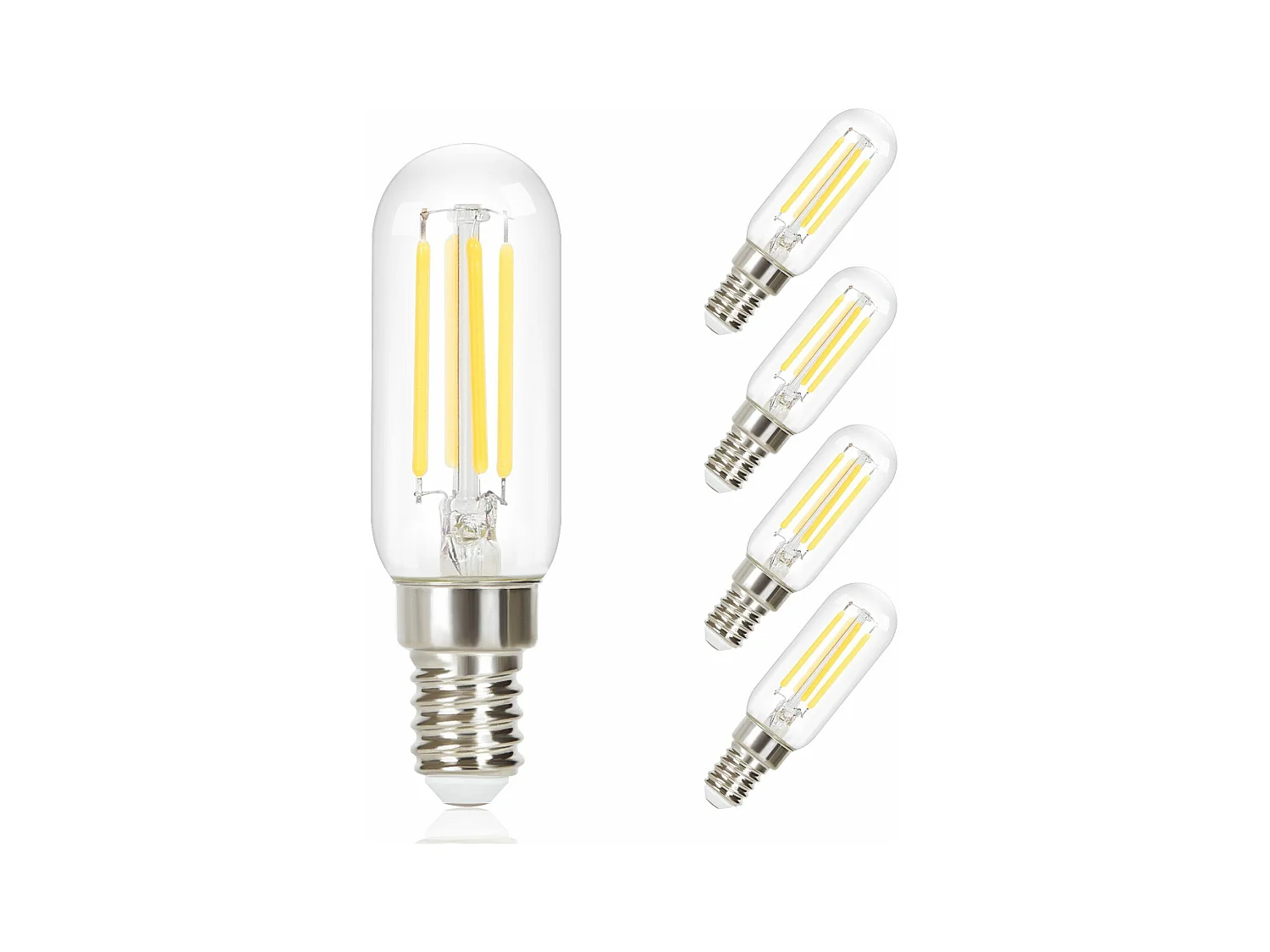 NETTLIFE Set van 4 ouderwetse koude wit LED - lampen E14: T25 - lampen van 4 W, 6000 K, energiebesparend, Edison - stijl met draad voor afzuigkap.
