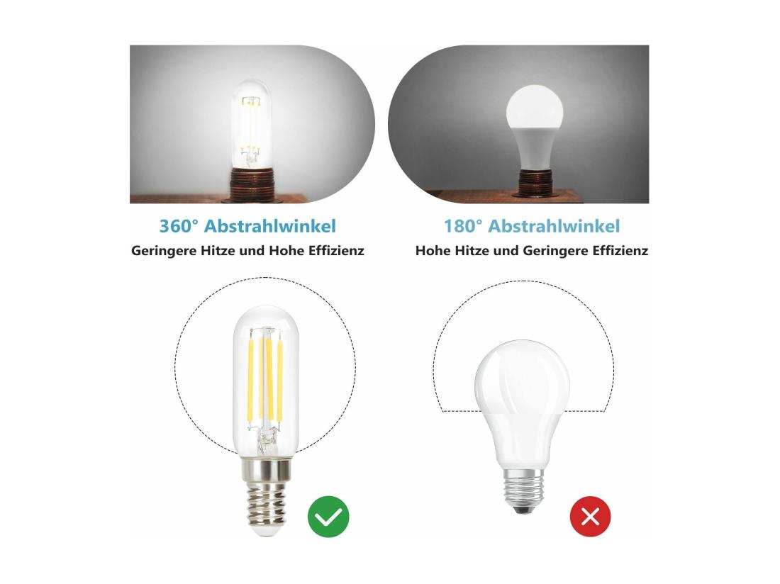 vente unique NETTLIFE Lot de 4 ampoules LED E14 blanc froid vintage : ampoules T25 4 W 6000 K à économie d'énergie style Edison avec filament pour hotte aspirante