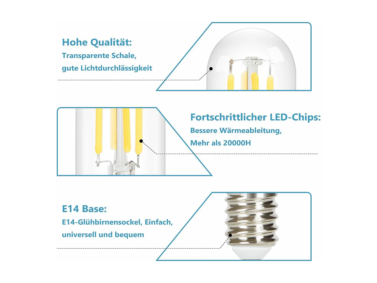 NETTLIFE Lot de 4 ampoules LED E14 blanc froid vintage : ampoules T25 4 W 6000 K à économie d'énergie, style Edison avec filament pour hotte aspirante