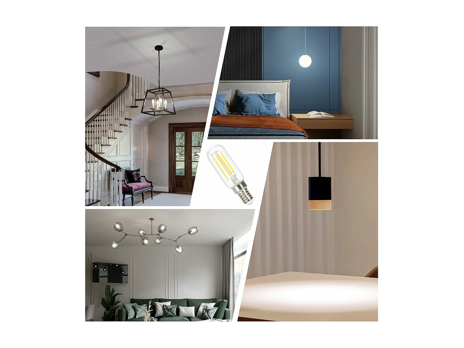 NETTLIFE Lot de 4 ampoules LED E14 blanc froid vintage : ampoules T25 4 W 6000 K à économie d'énergie, style Edison avec filament pour hotte aspirante