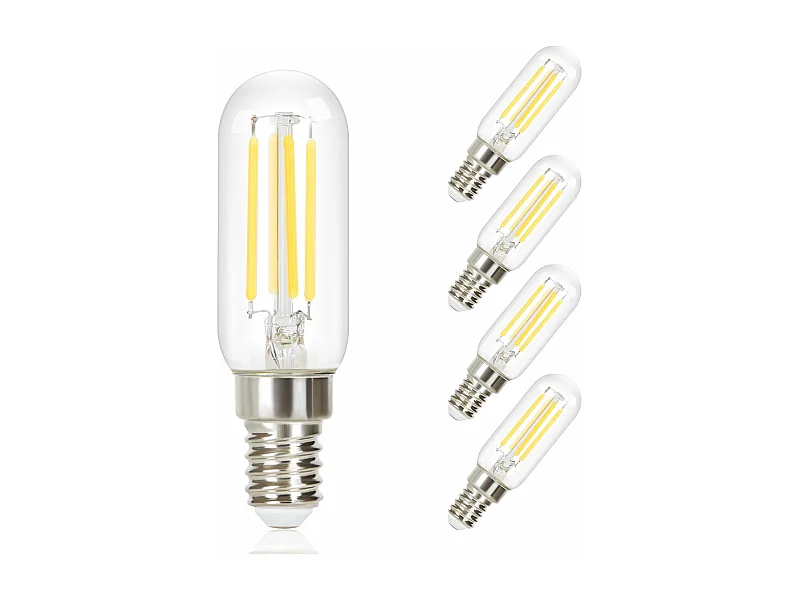 NETTLIFE Pack 4 Bombillas LED Vintage E14 Blanco Frío, T25 4W 6000K, Ahorro Energía, Estilo Edison, Filamento, Campana Extractora