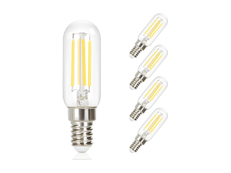 NETTLIFE Pack 4 Bombillas LED Vintage E14 Blanco Frío, T25 4W 6000K, Ahorro Energía, Estilo Edison, Filamento, Campana Extractora