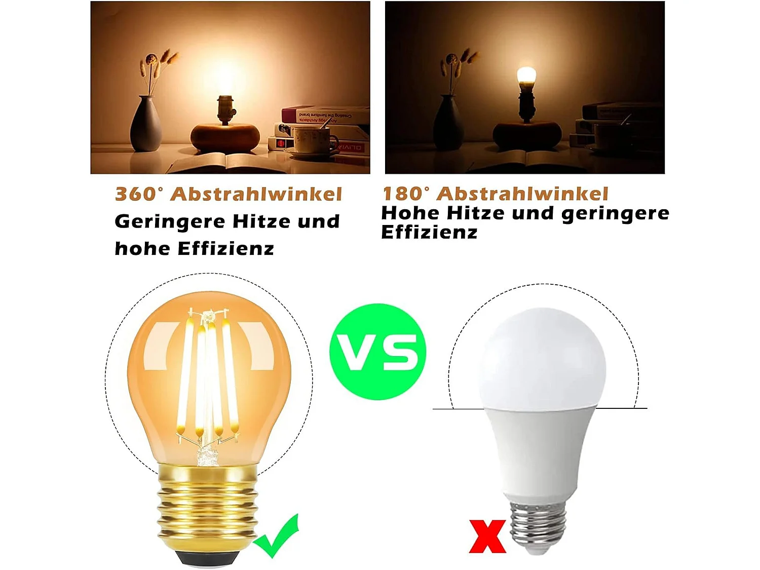 6 E27 LED-Glühbirnen G45 Vintage Retro Glühbirne Warmweiß 2700 K Glühbirnen 4 W