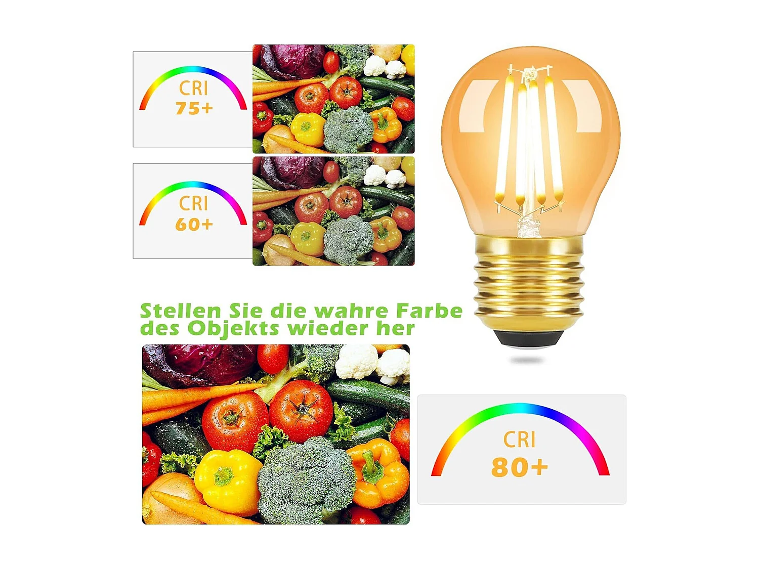 6 E27 LED-Glühbirnen G45 Vintage Retro Glühbirne Warmweiß 2700 K Glühbirnen 4 W