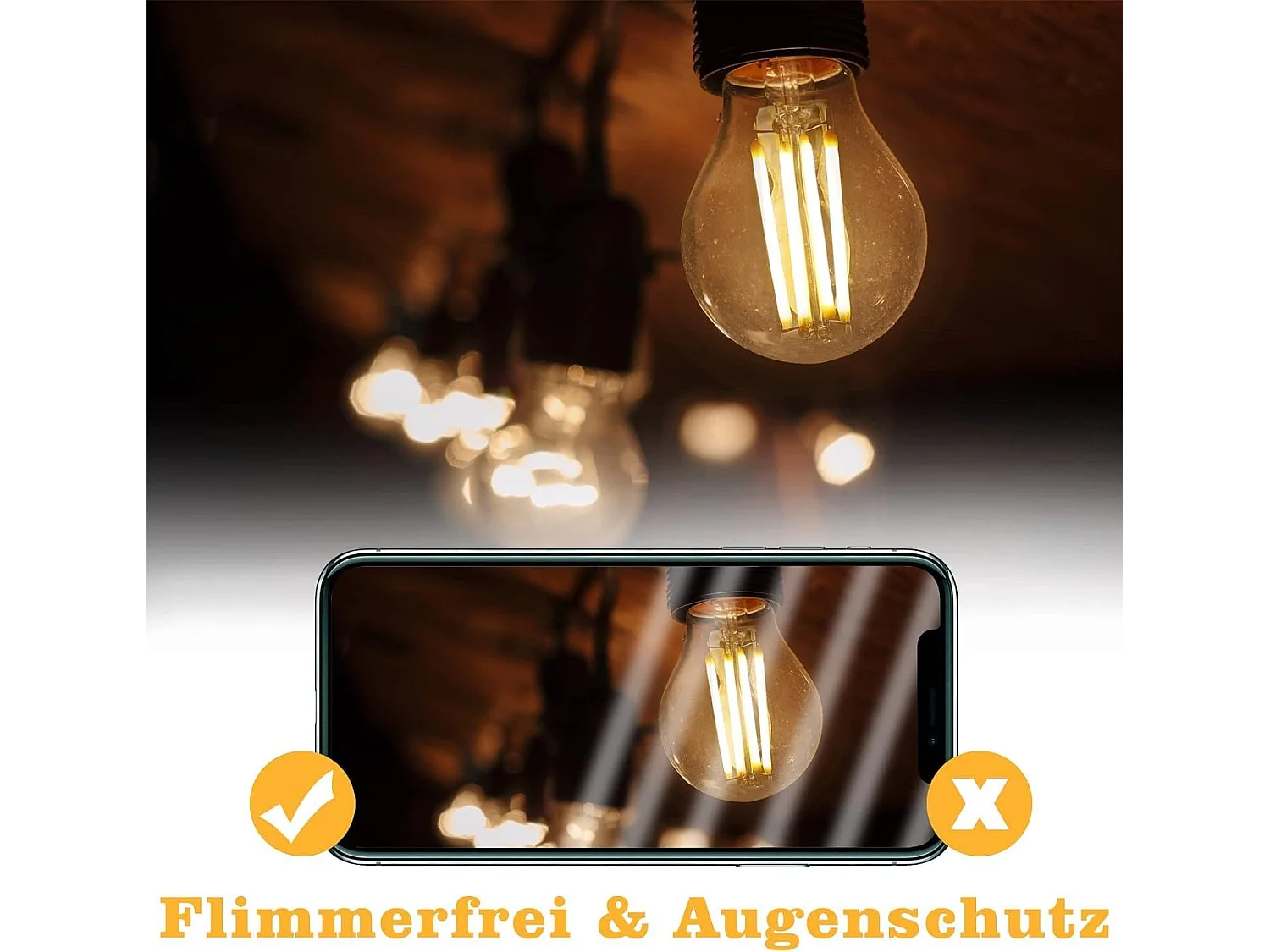 6 E27 LED-Glühbirnen G45 Vintage Retro Glühbirne Warmweiß 2700 K Glühbirnen 4 W