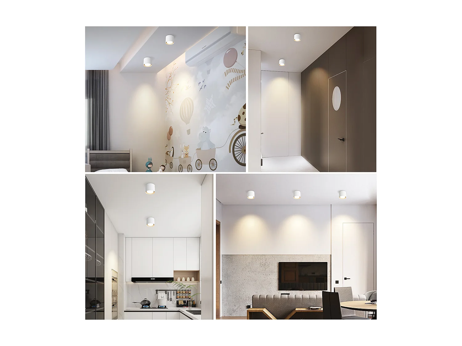 NETTLIFE Plafondspot LED Wit : Rond uitstekend plafond, aluminium, 230V, gloeilamp GX53 5W 3000K, voor kamer, gang.