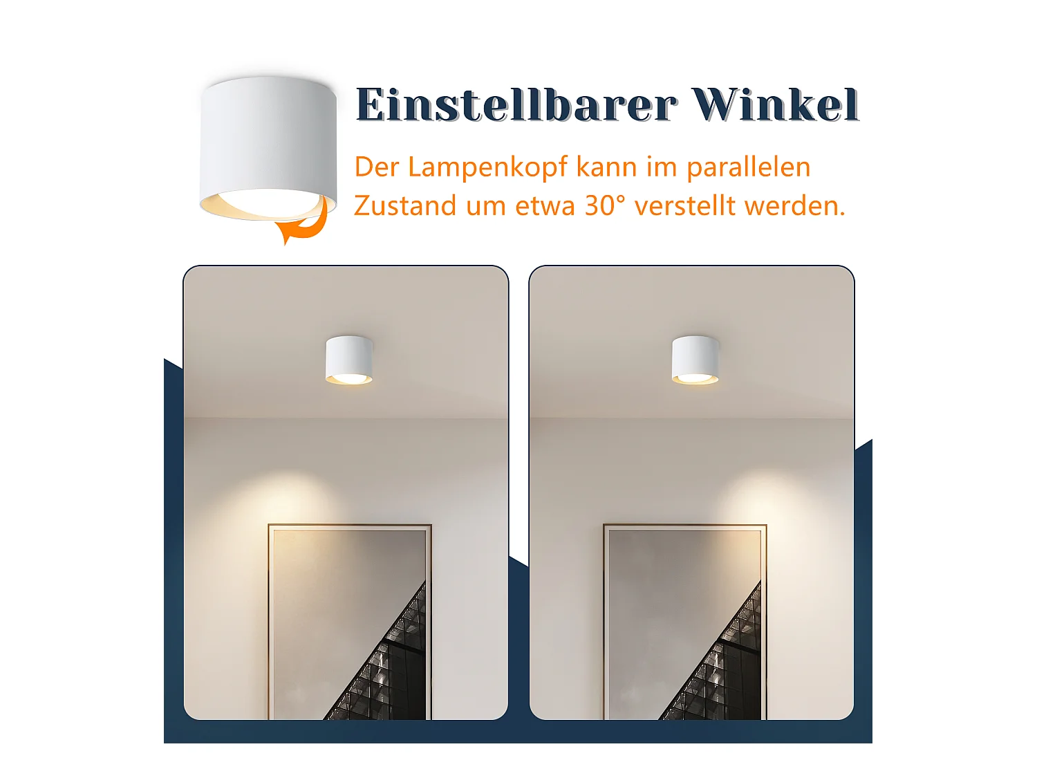 NETTLIFE Plafonnier Spot LED Blanc : Plafond rond en saillie, alum. 230V, ampoule GX53 5W 3000K, pour chambre, couloir