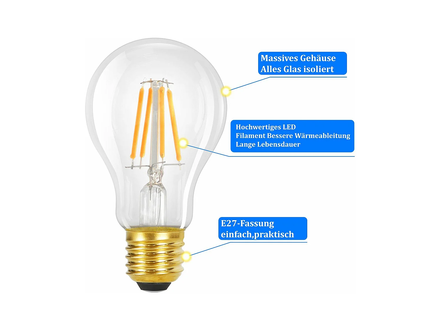 NETTLIFE Pack de 3 ampoules LED E27 lampe vintage A60 Edison de 4W 2700K blanc chaud à filament rétro économie d'énergie pour maison café non dimmable