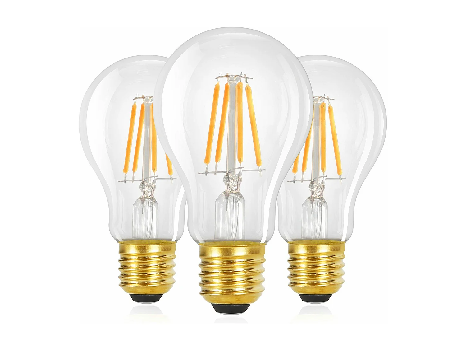 NETTLIFE Pakket van 3 E27 LED-bolletjes, vintage A60 Edison, 4W, 2700K warm wit, retro draad, energiebesparend voor huis en café, niet dimbaar.