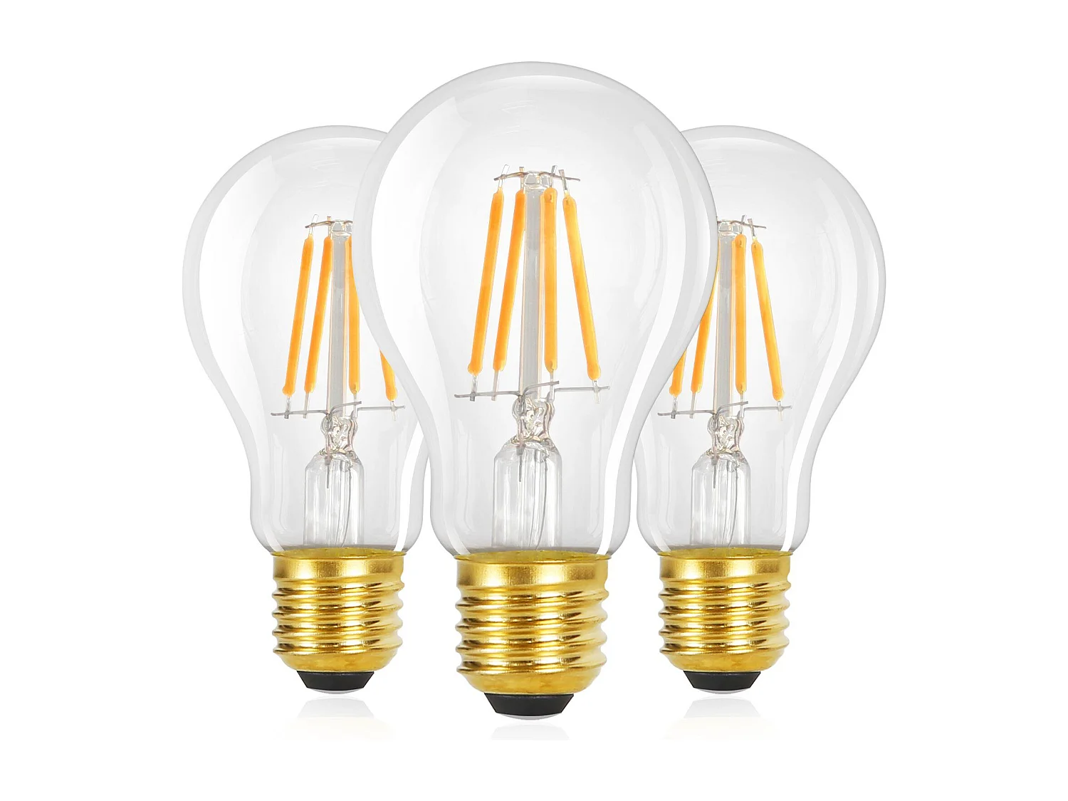 NETTLIFE Pakket van 3 E27 LED-bolletjes, vintage A60 Edison, 4W, 2700K warm wit, retro draad, energiebesparend voor huis en café, niet dimbaar.