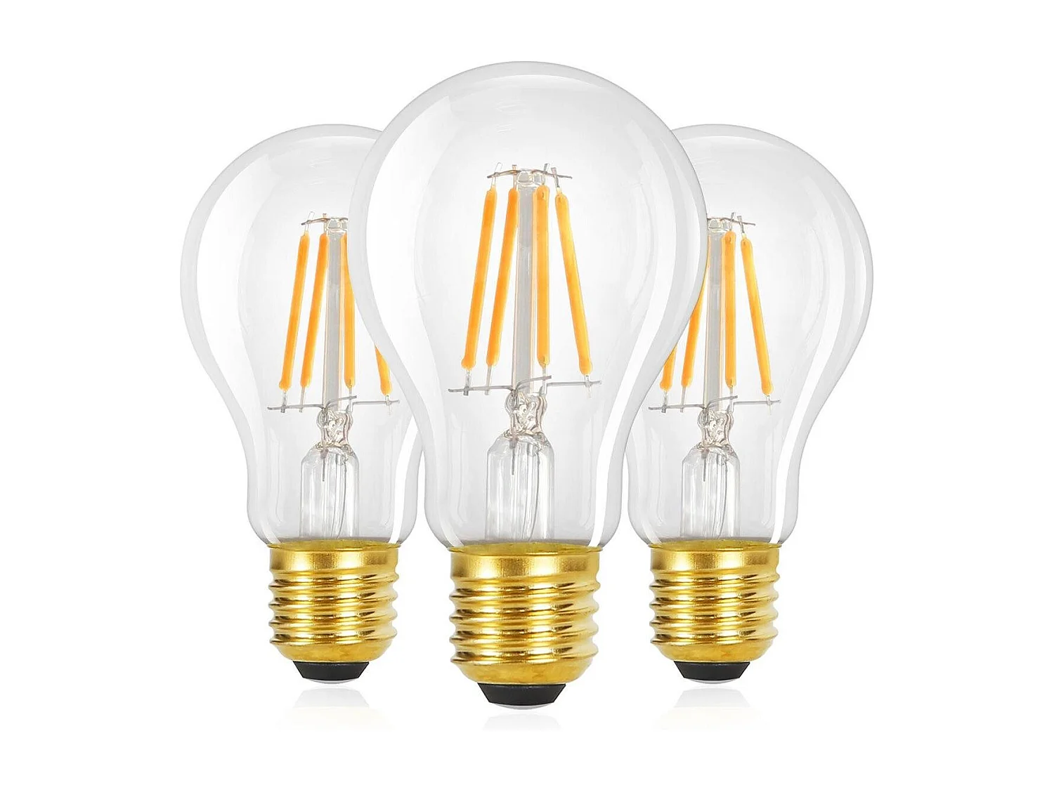 NETTLIFE Pakket van 3 E27 LED-bolletjes, vintage A60 Edison, 4W, 2700K warm wit, retro draad, energiebesparend voor huis en café, niet dimbaar.