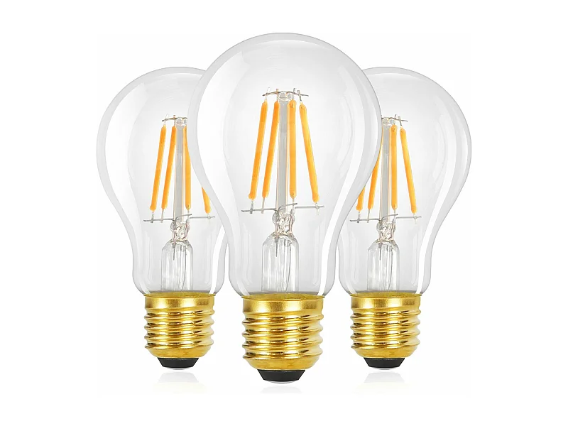 NETTLIFE Pack de 3 ampoules LED E27 lampe vintage A60 Edison de 4W 2700K blanc chaud à filament rétro économie d'énergie pour maison café non dimmable