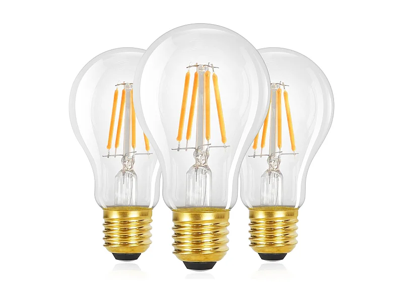 NETTLIFE Pack de 3 ampoules LED E27 lampe vintage A60 Edison de 4W 2700K blanc chaud à filament rétro économie d'énergie pour maison café non dimmable